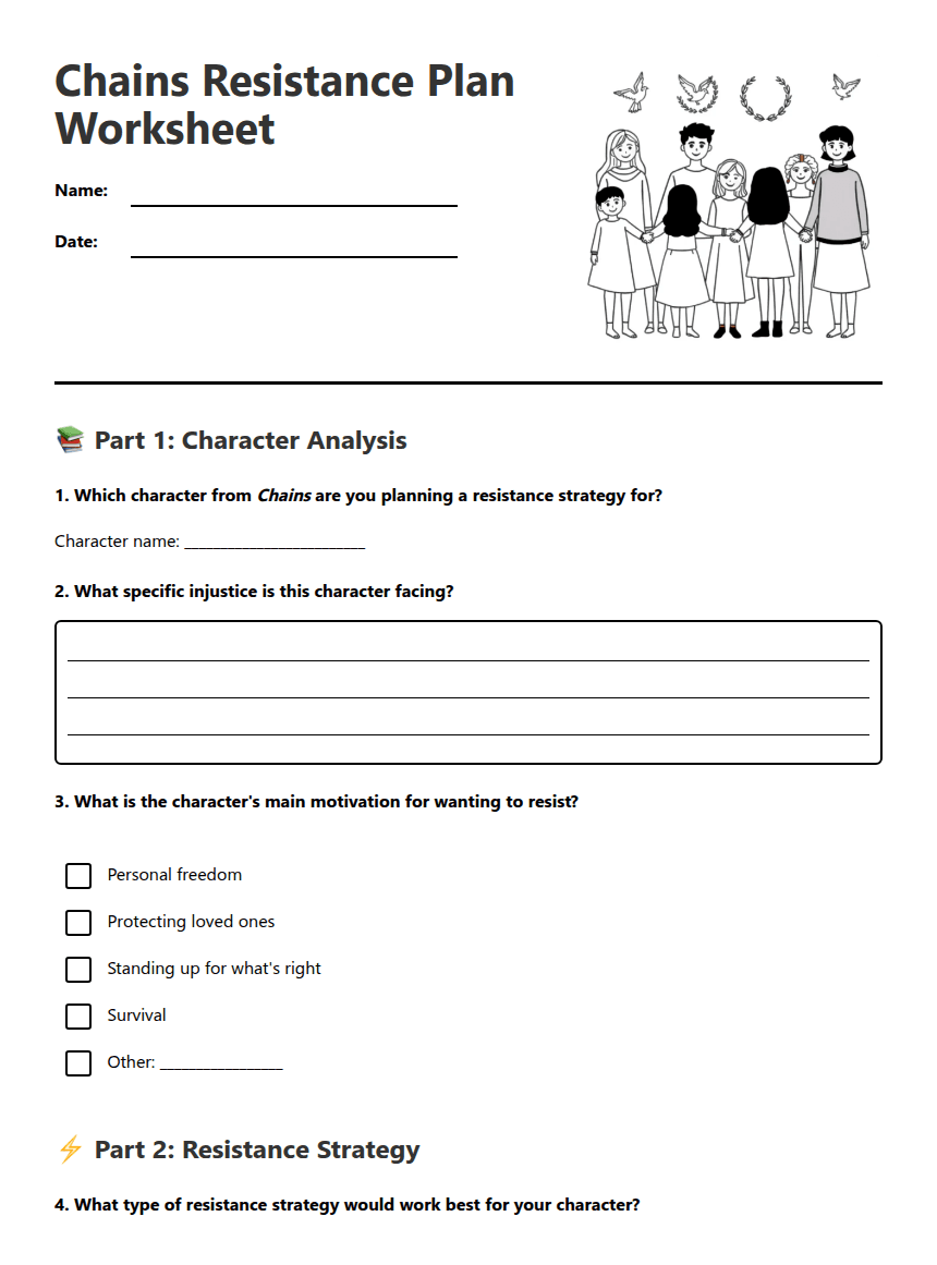 Chains Resistance Plan Worksheet worksheet preview