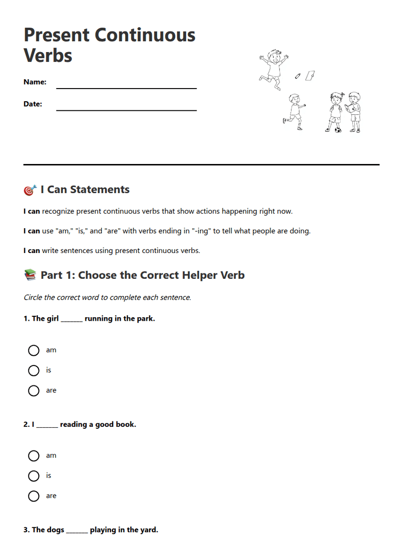 Present Continuous Verbs
