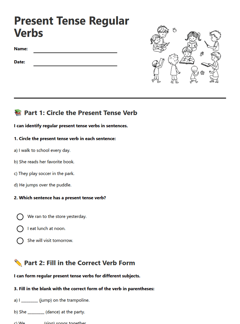 Present Tense Regular Verbs