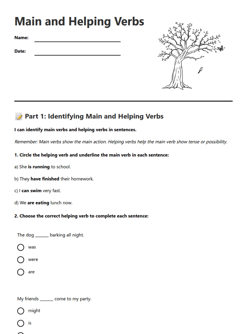 Main and Helping Verbs