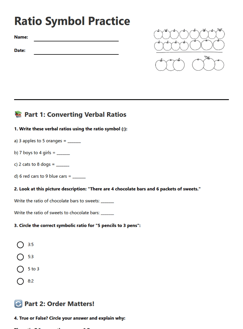 Ratio Symbol Practice