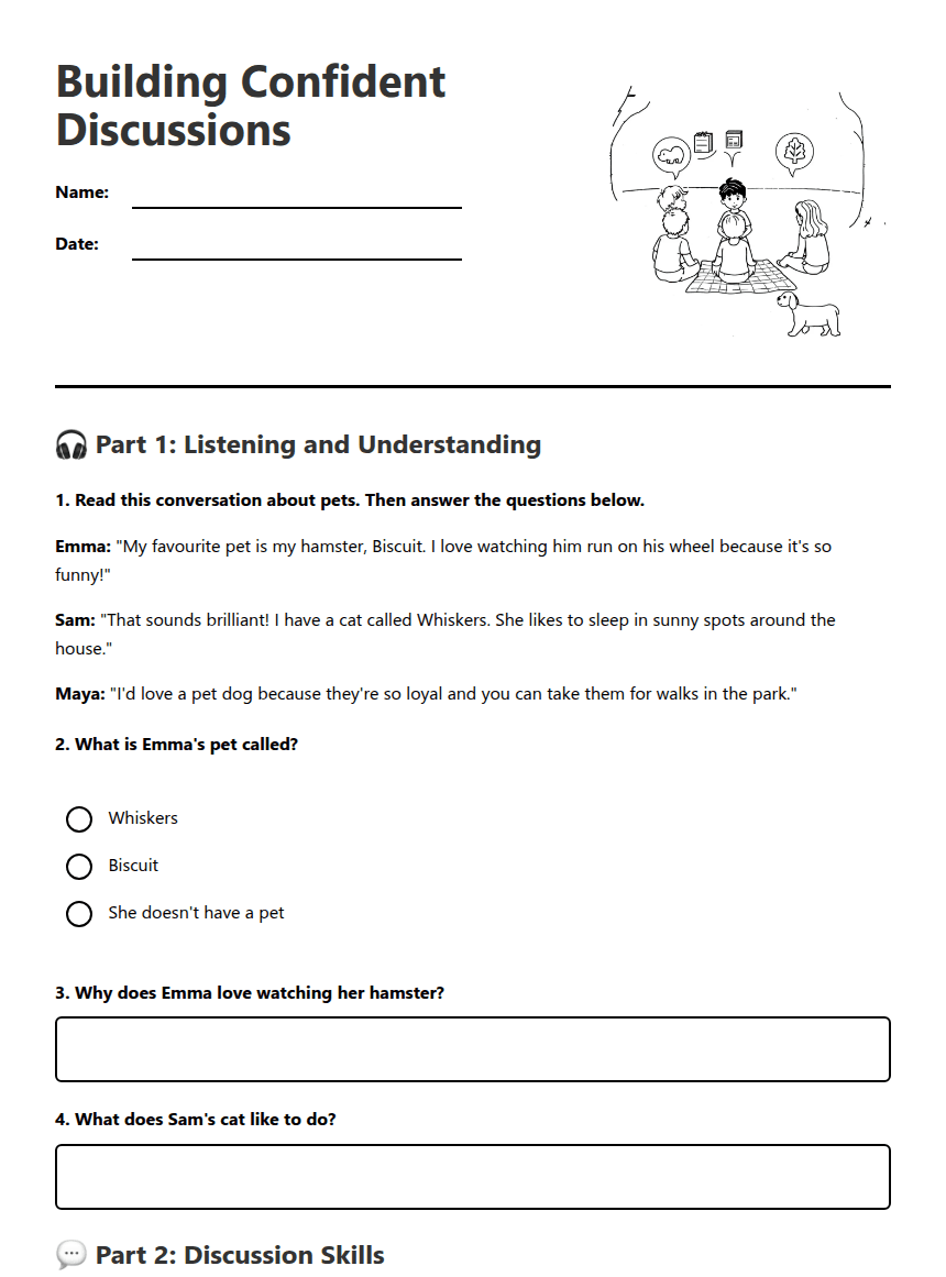 Building Confident Discussions worksheet preview
