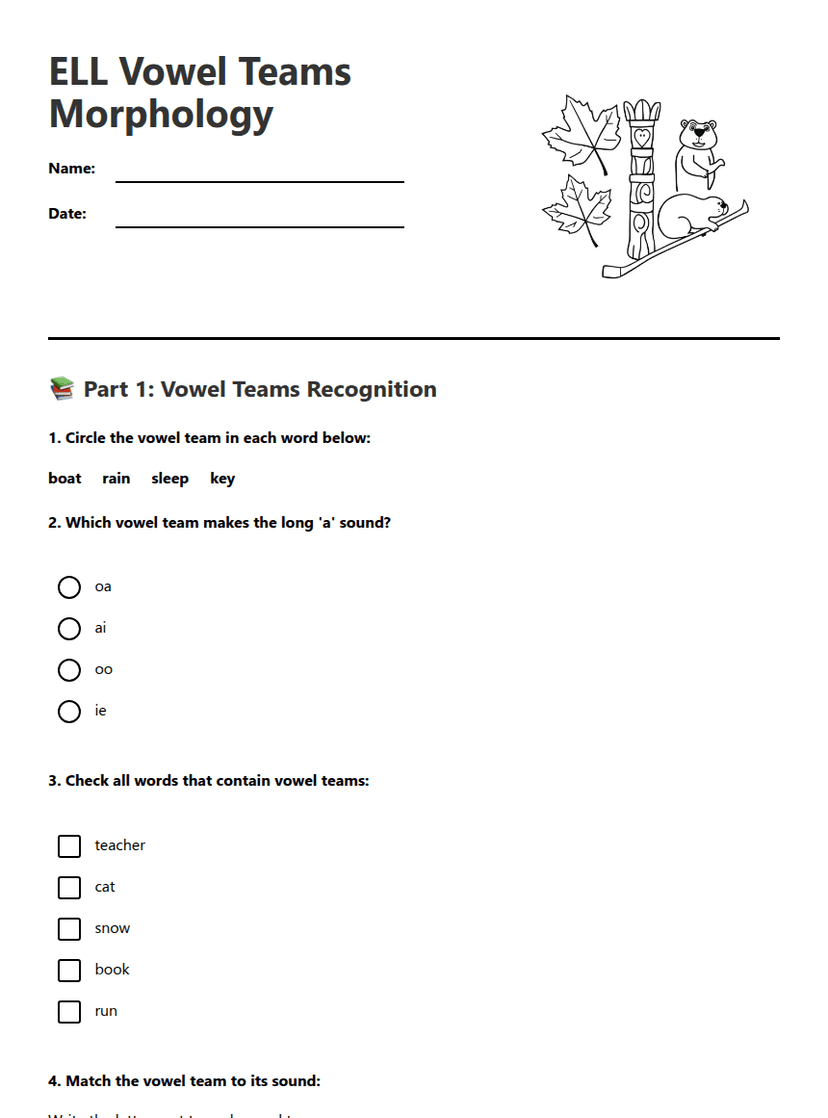 ELL Vowel Teams Morphology