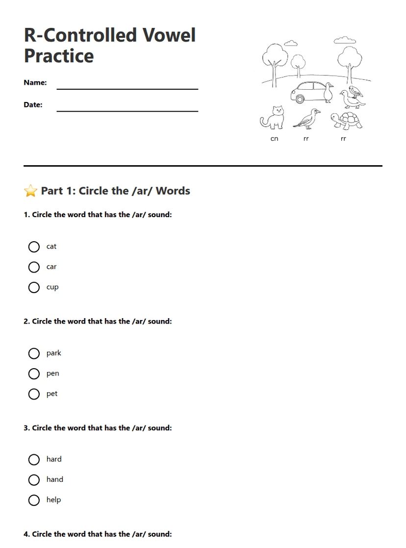 R-Controlled Vowel Practice