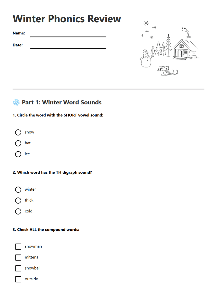 Winter Phonics Review