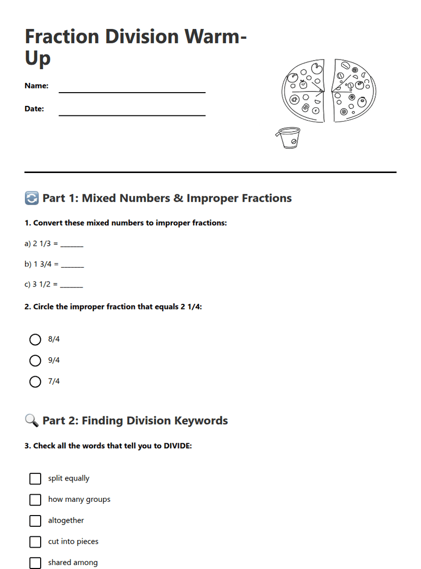 Fraction Division Warm-Up