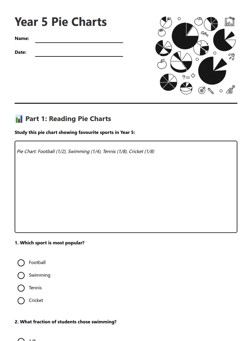 Year 5 Pie Charts