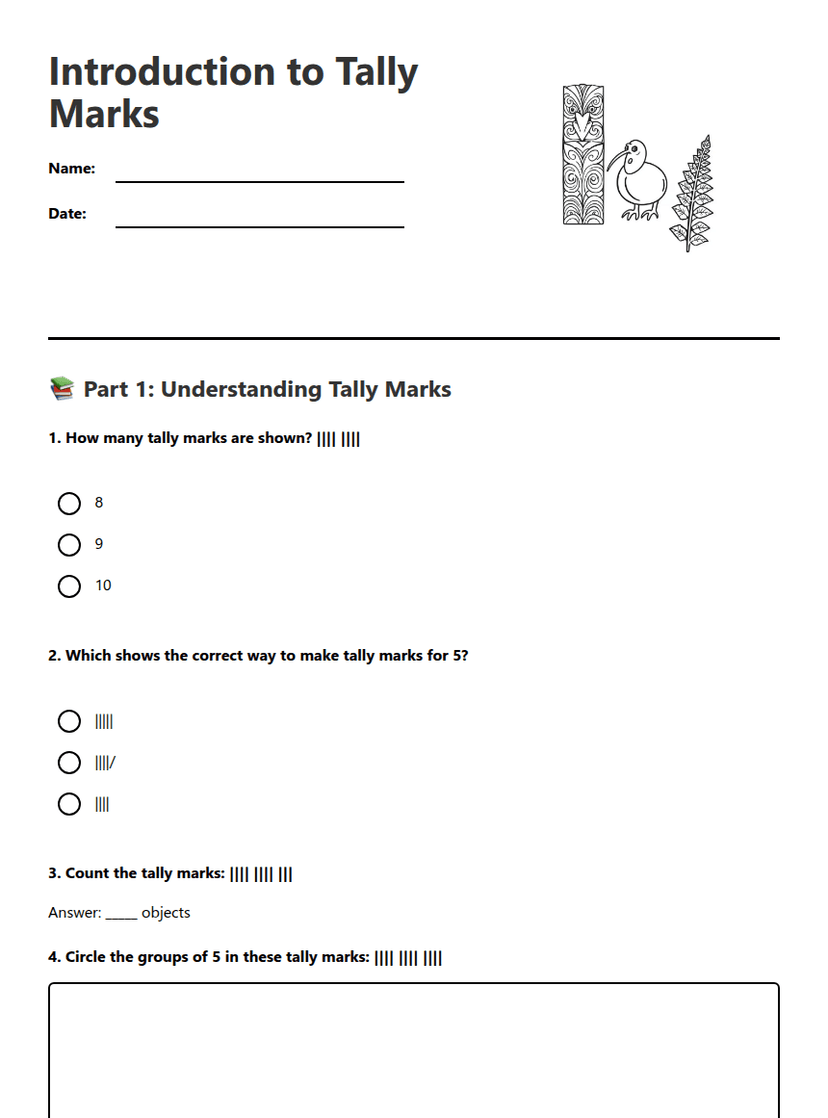 Introduction to Tally Marks