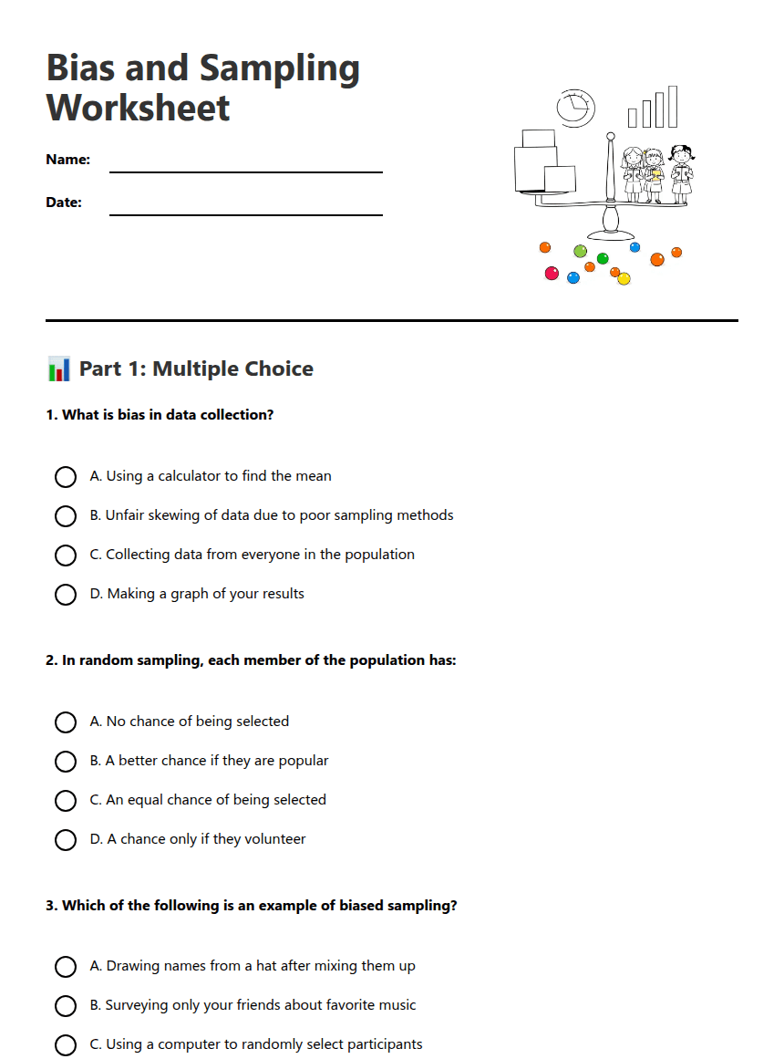 Bias and Sampling Worksheet worksheet preview