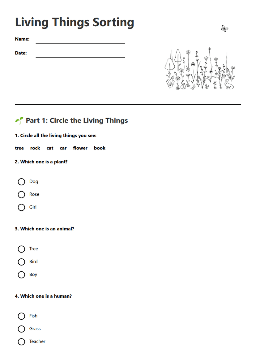 Living Things Sorting