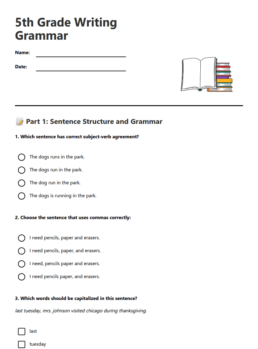 5th Grade Writing Grammar