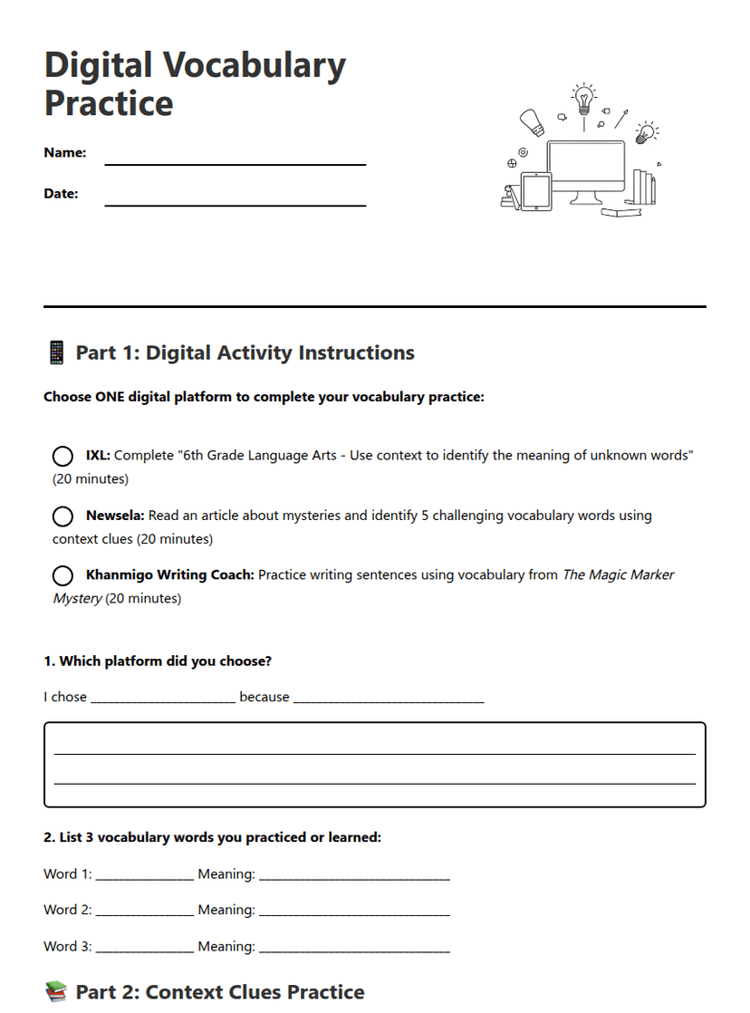 Digital Vocabulary Practice