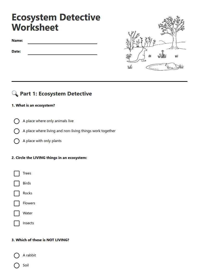 Ecosystem Detective Worksheet