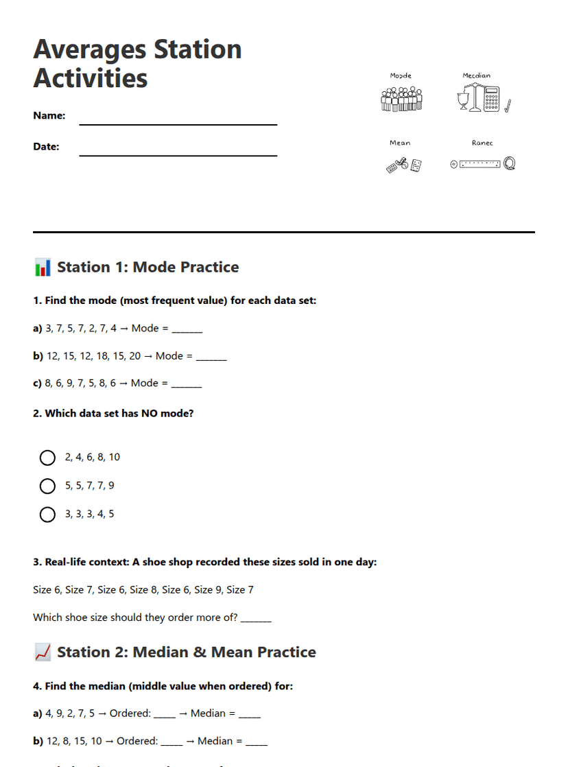 Averages Station Activities