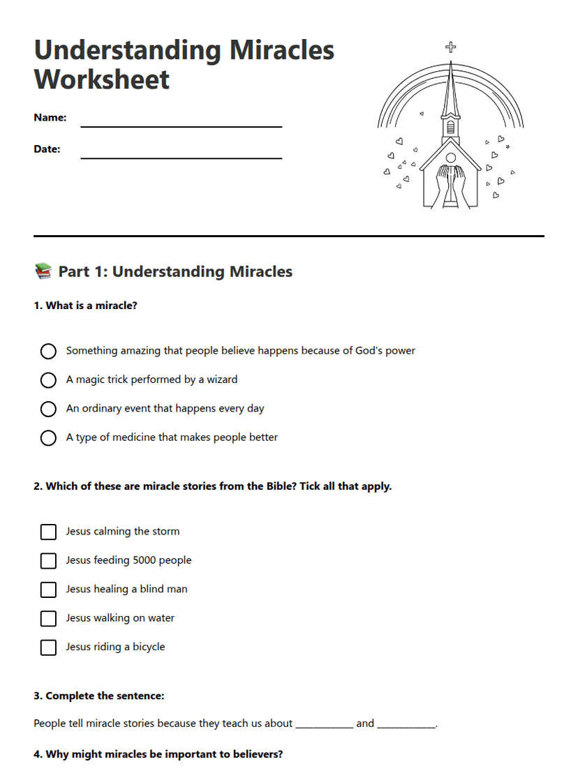 Understanding Miracles Worksheet