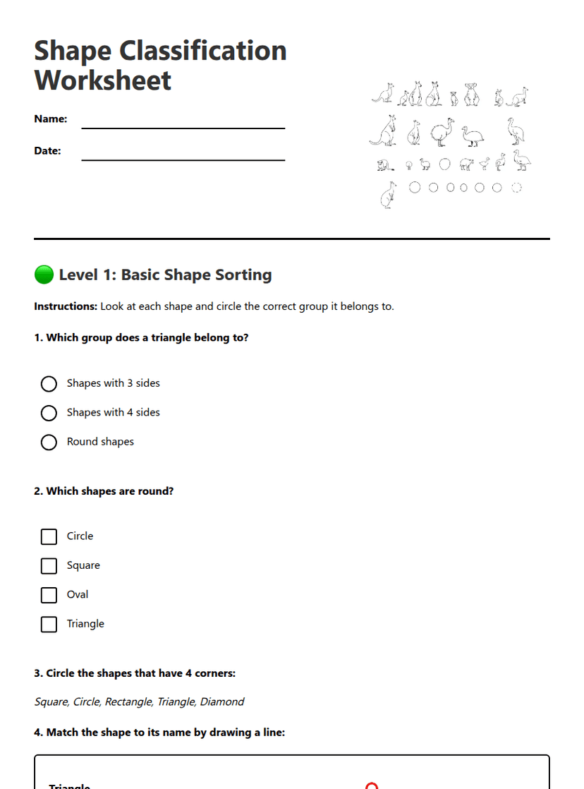 Shape Classification Worksheet