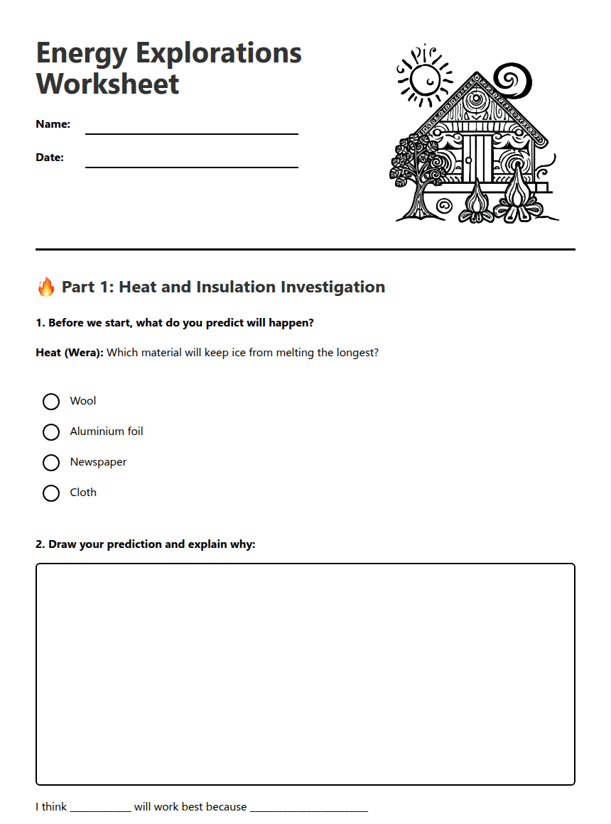 Energy Explorations Worksheet worksheet preview