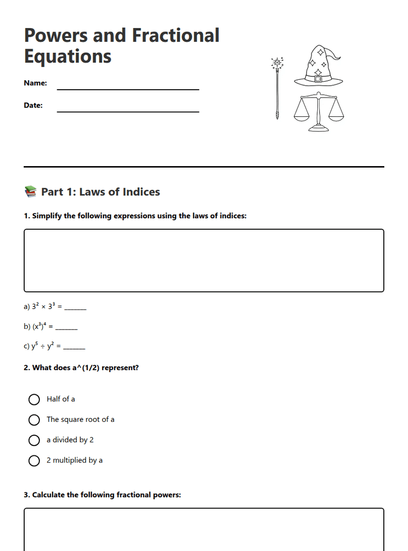 Powers and Fractional Equations