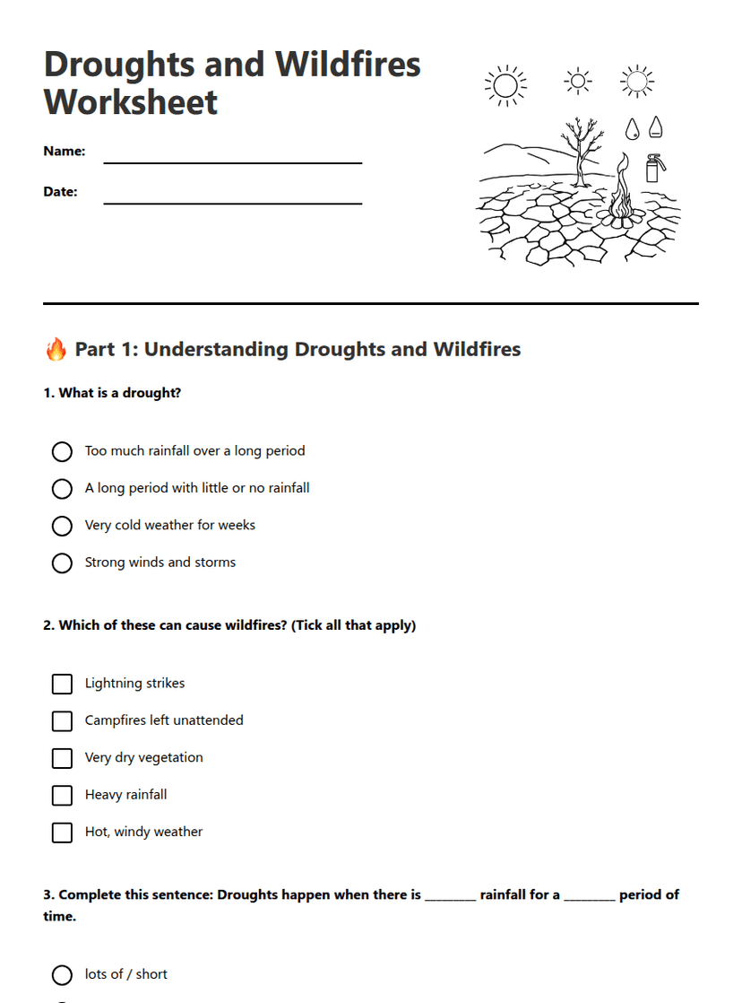 Droughts and Wildfires Worksheet