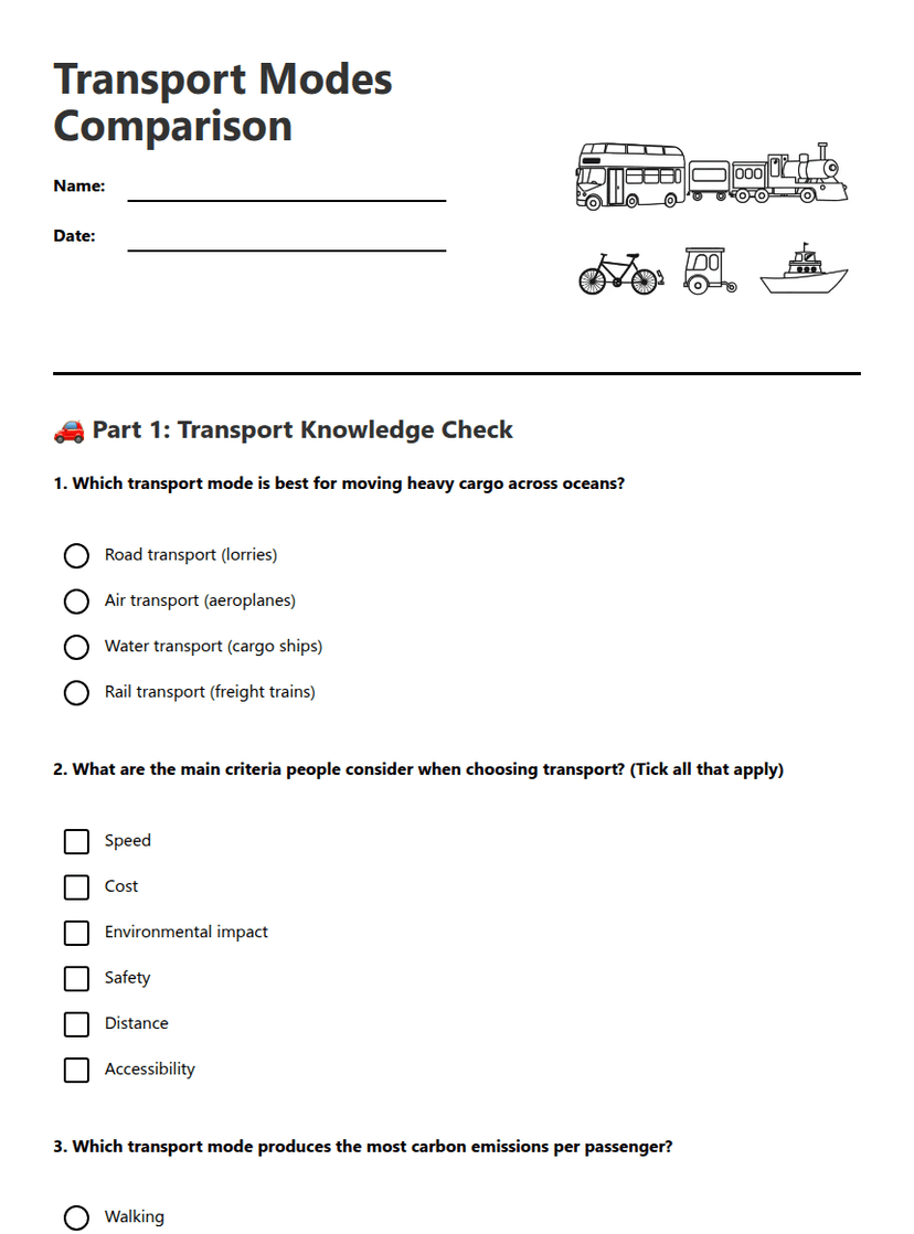 Transport Modes Comparison
