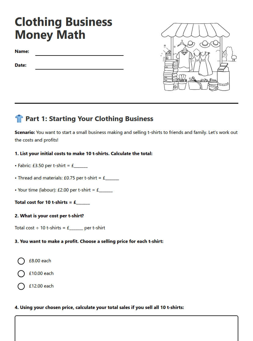 Clothing Business Money Math