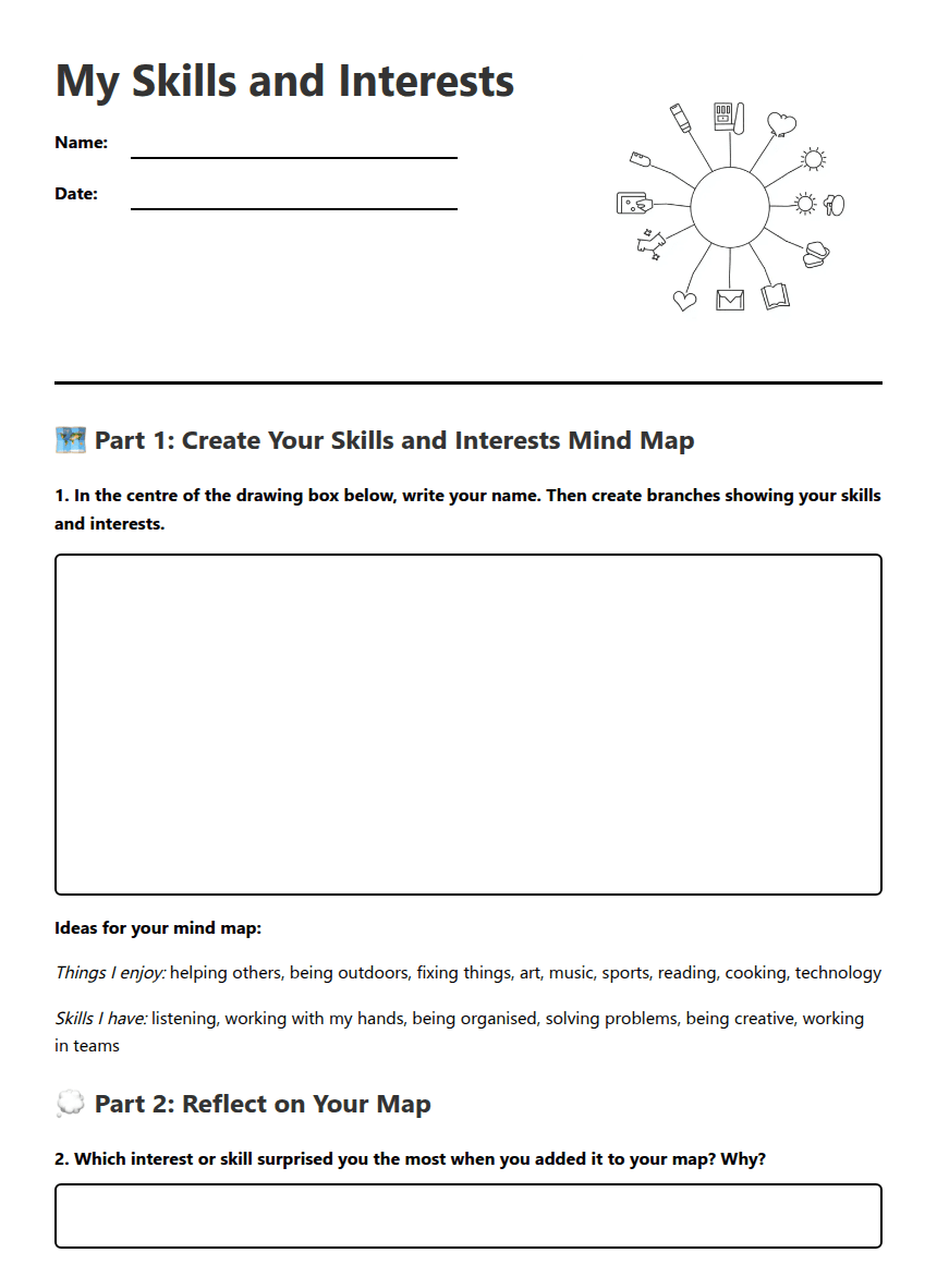 My Skills and Interests worksheet preview
