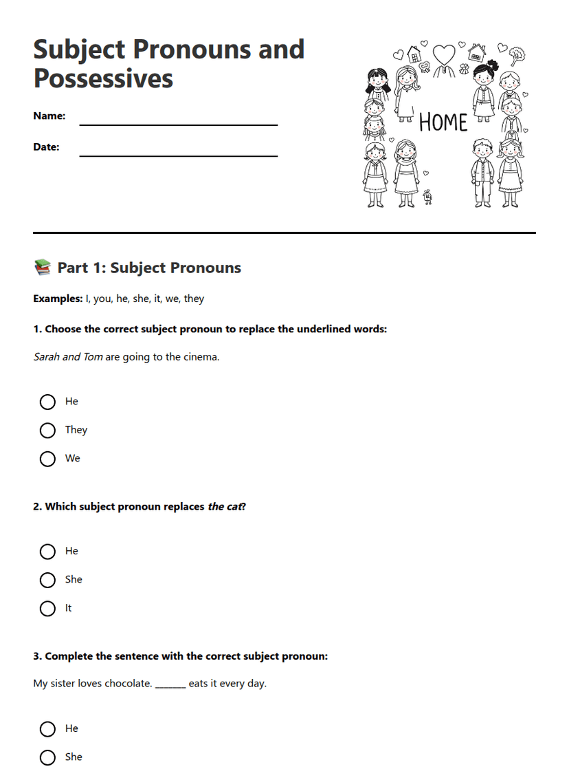 Subject Pronouns and Possessives