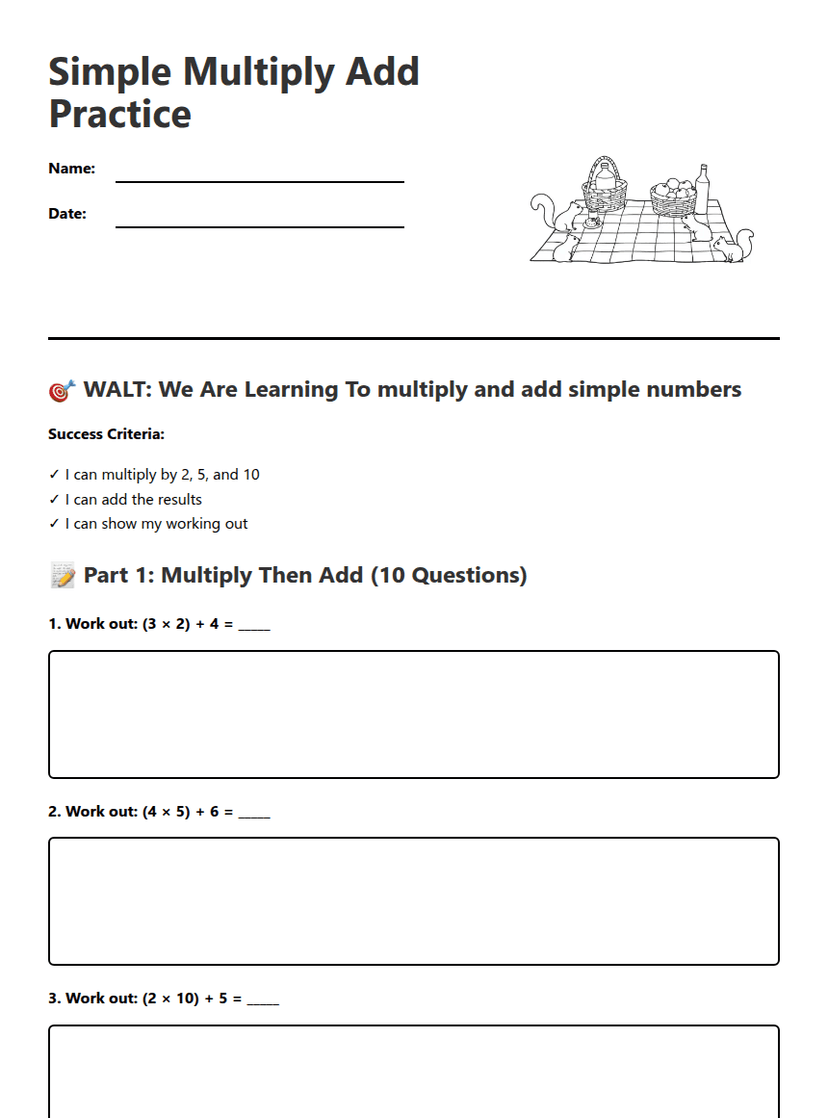Simple Multiply Add Practice