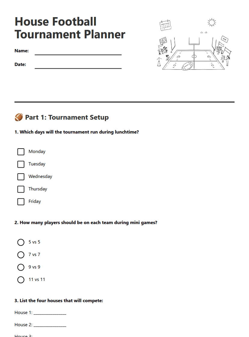 House Football Tournament Planner
