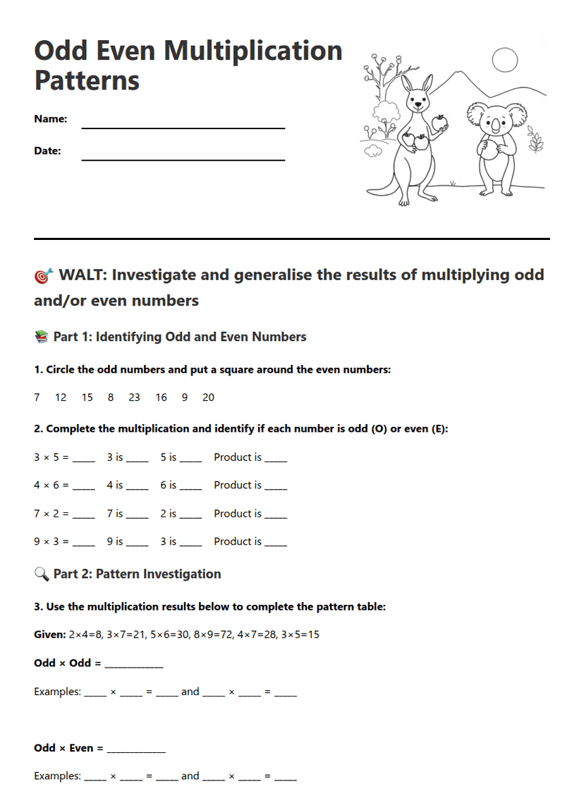 Odd Even Multiplication Patterns