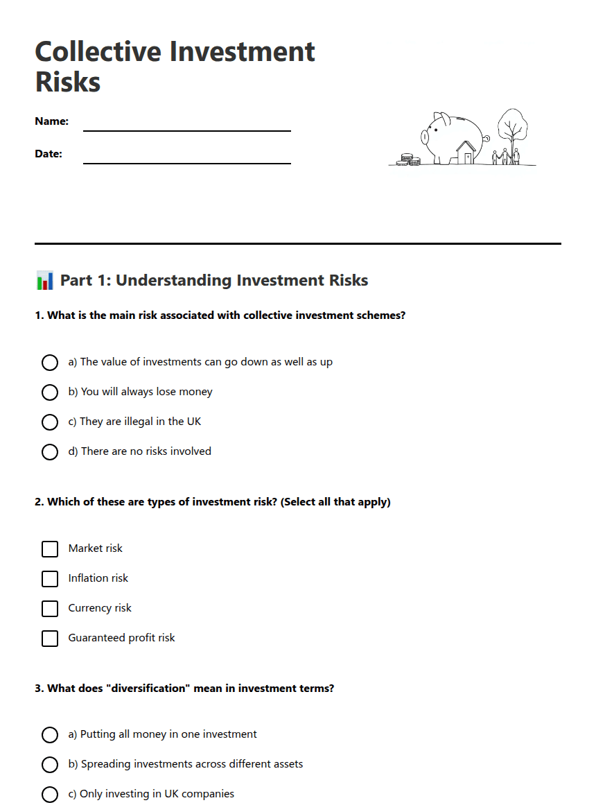 Collective Investment Risks worksheet preview