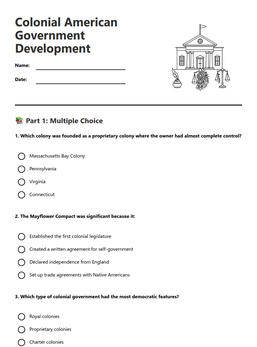 Colonial American Government Development