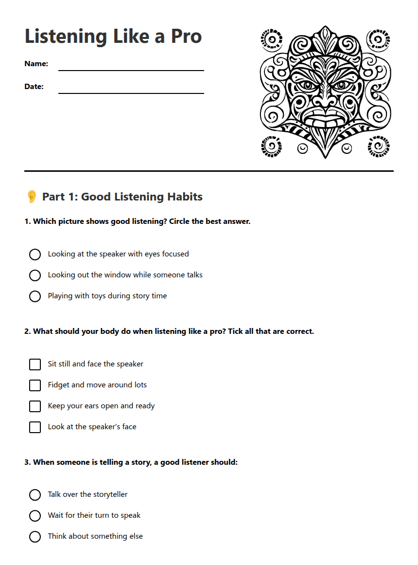 Listening Like a Pro worksheet preview