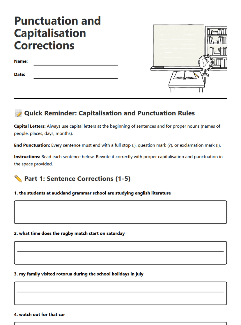 Punctuation and Capitalization Corrections