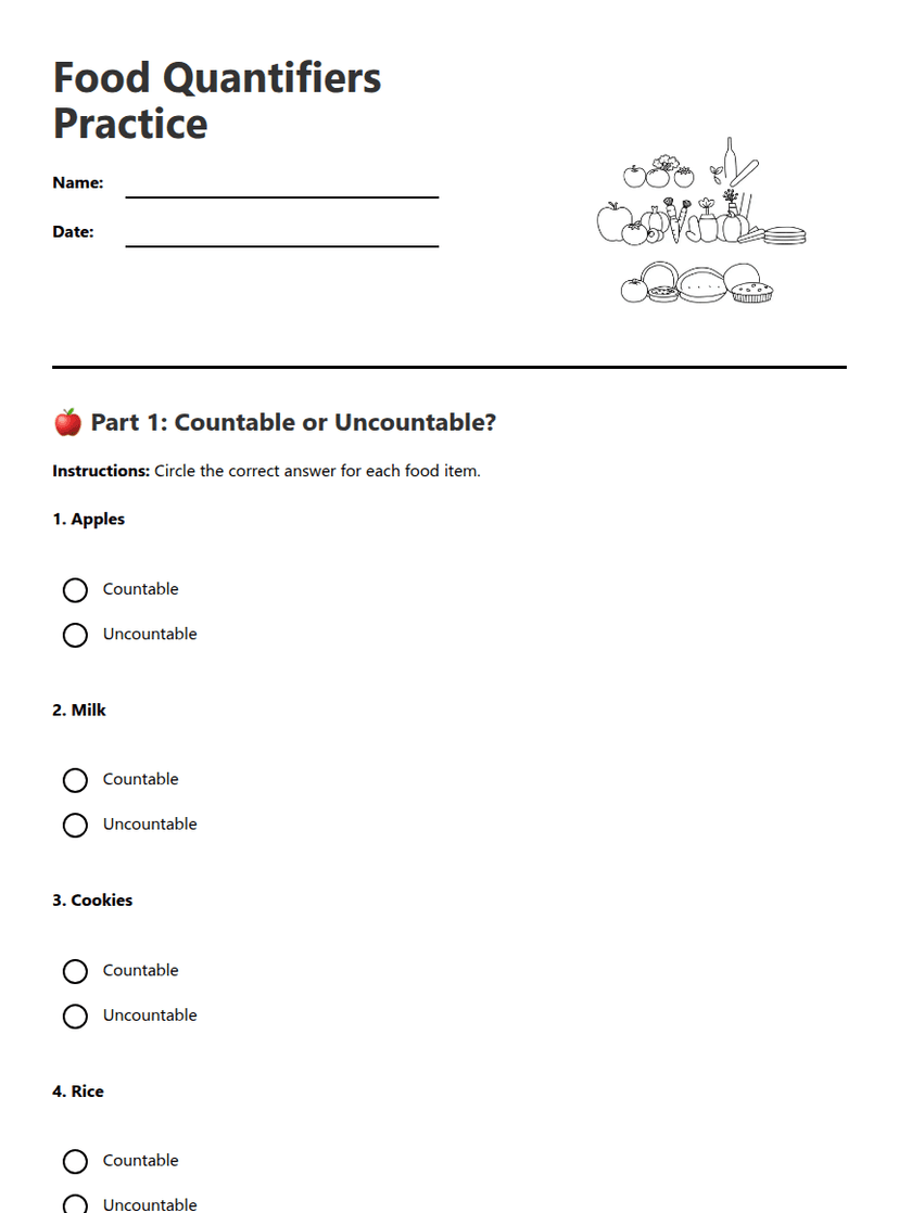Food Quantifiers Practice