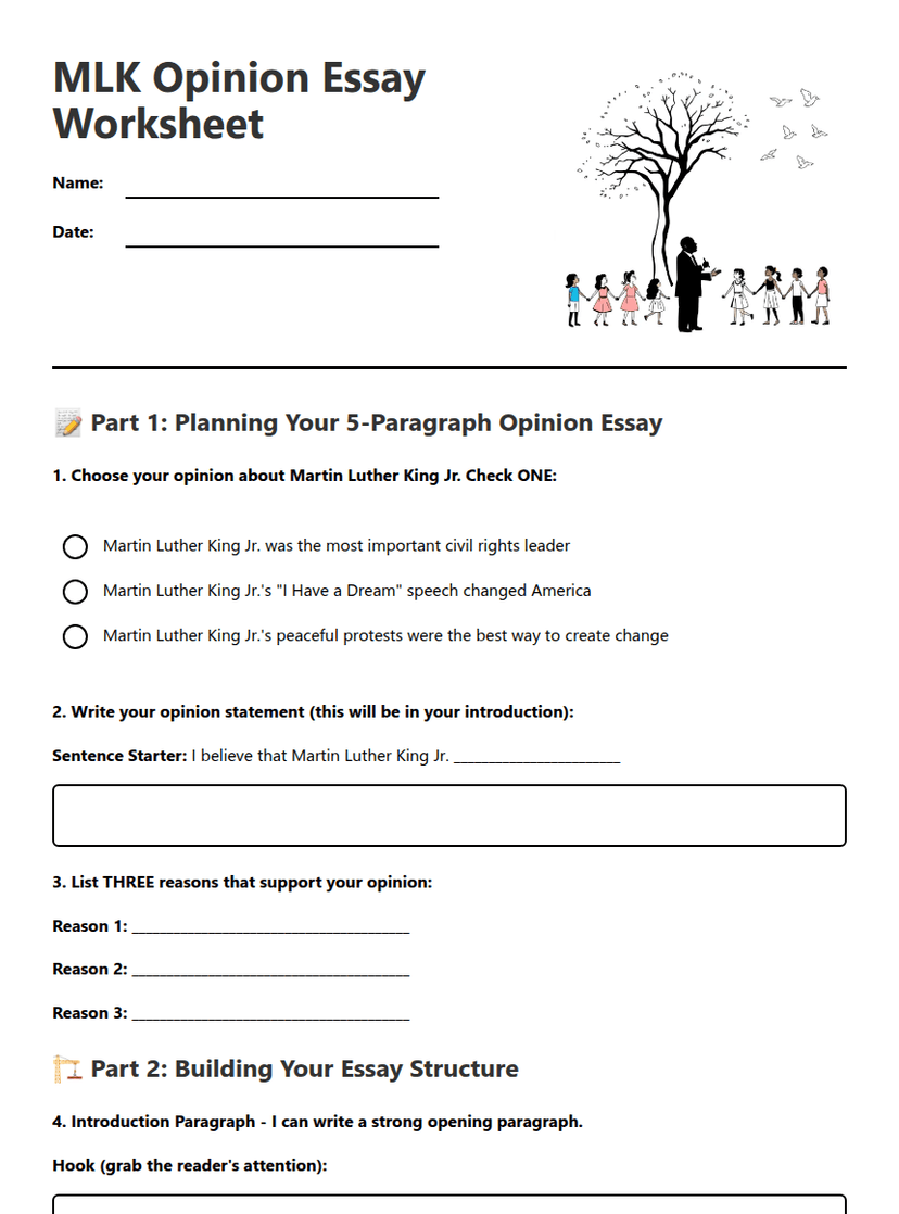 MLK Opinion Essay Worksheet