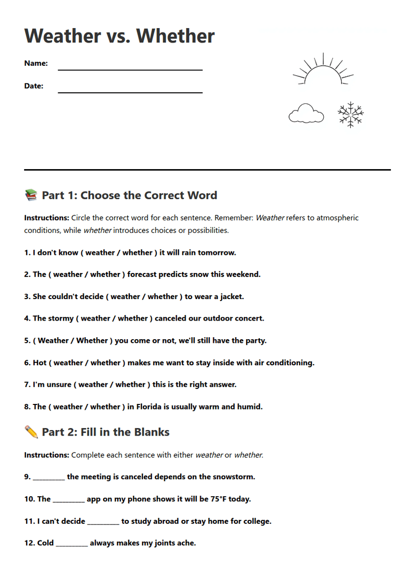 Weather vs. Whether