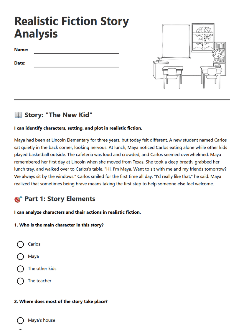 Realistic Fiction Story Analysis