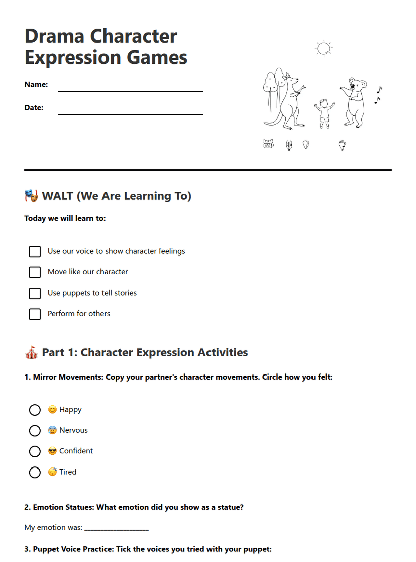 Drama Character Expression Games
