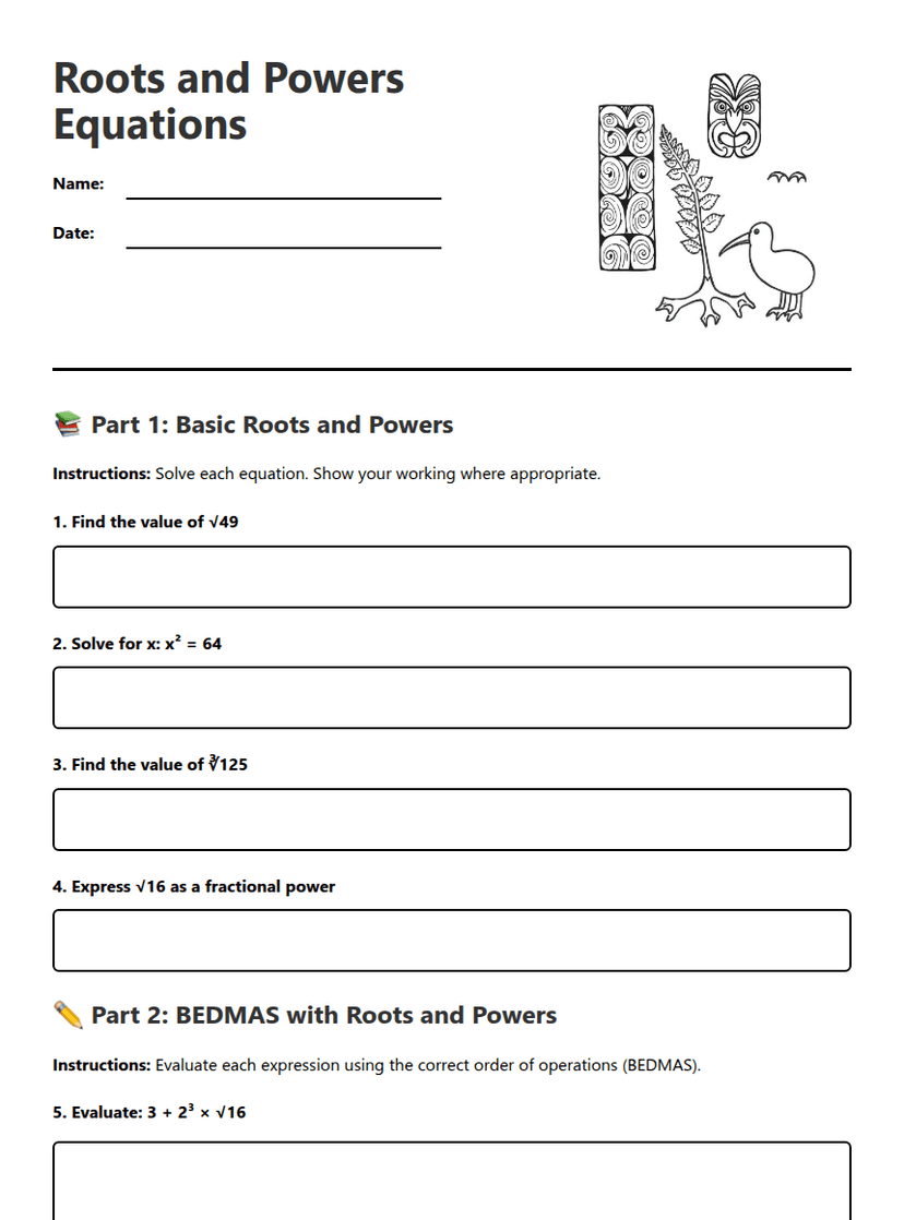Roots and Powers Equations