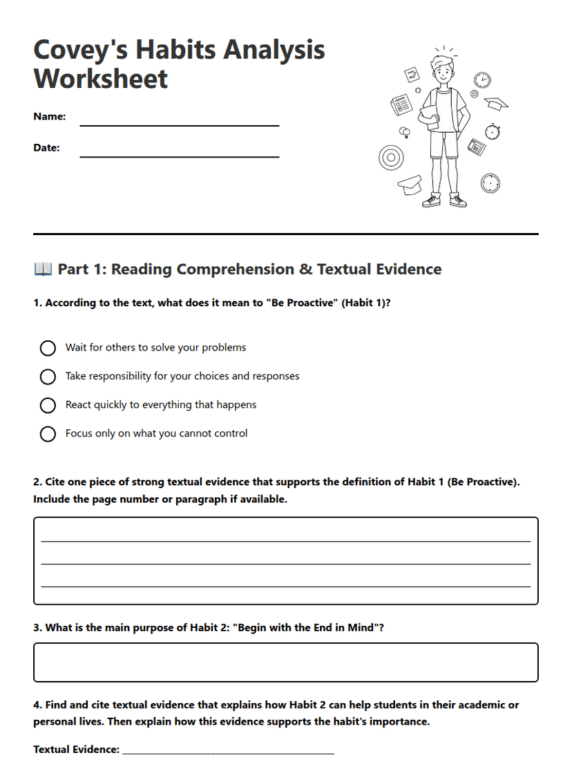Covey's Habits Analysis Worksheet