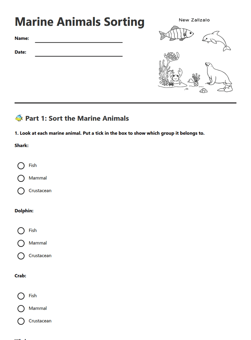 Marine Animals Sorting