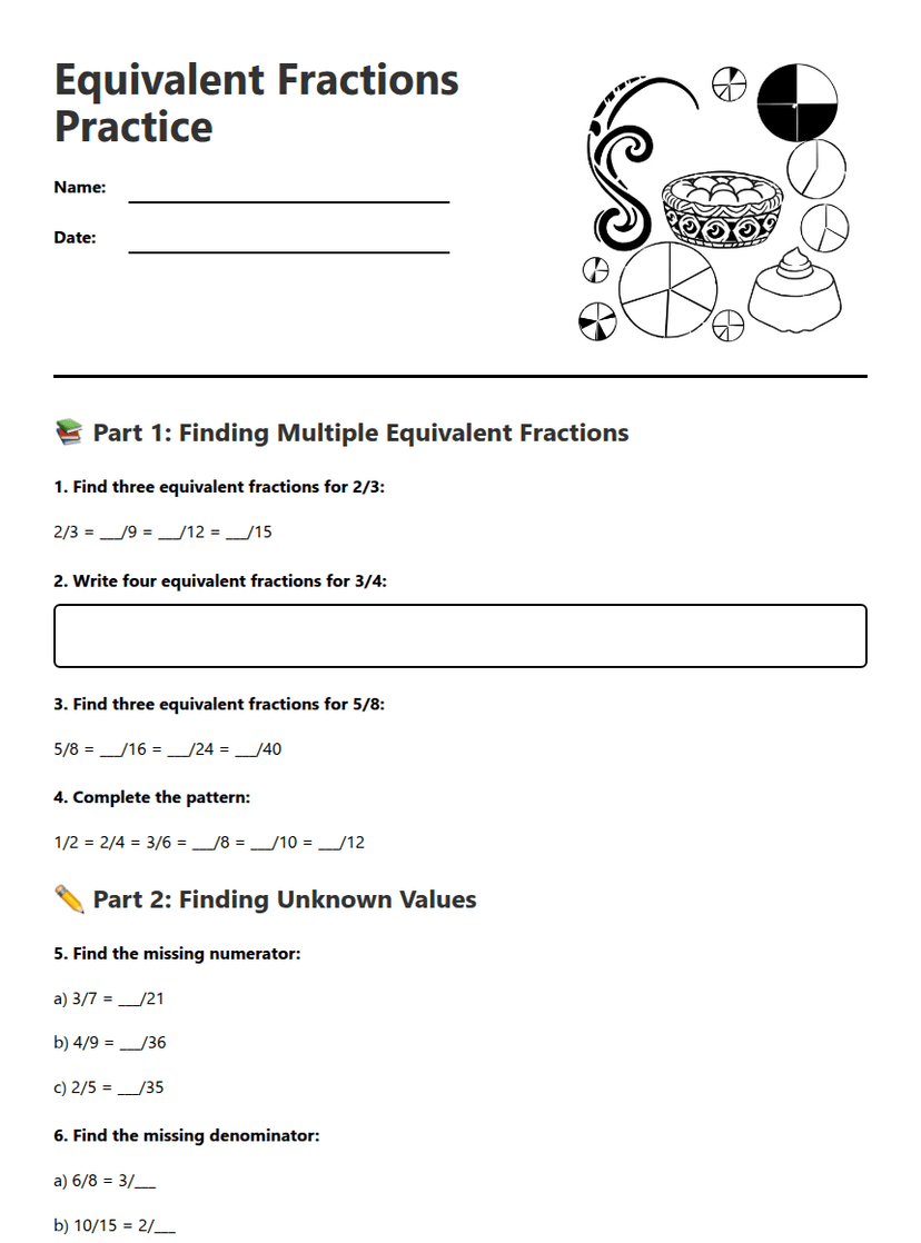 Equivalent Fractions Practice