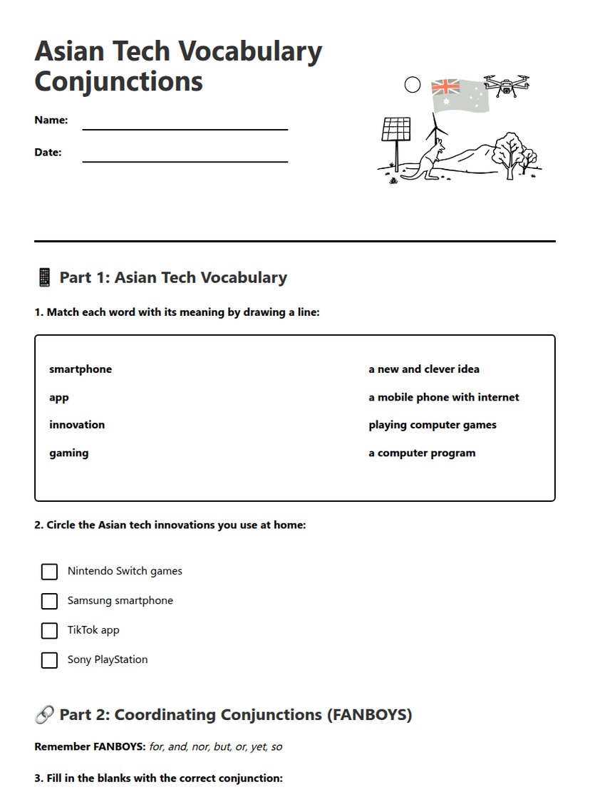 Asian Tech Vocabulary Conjunctions