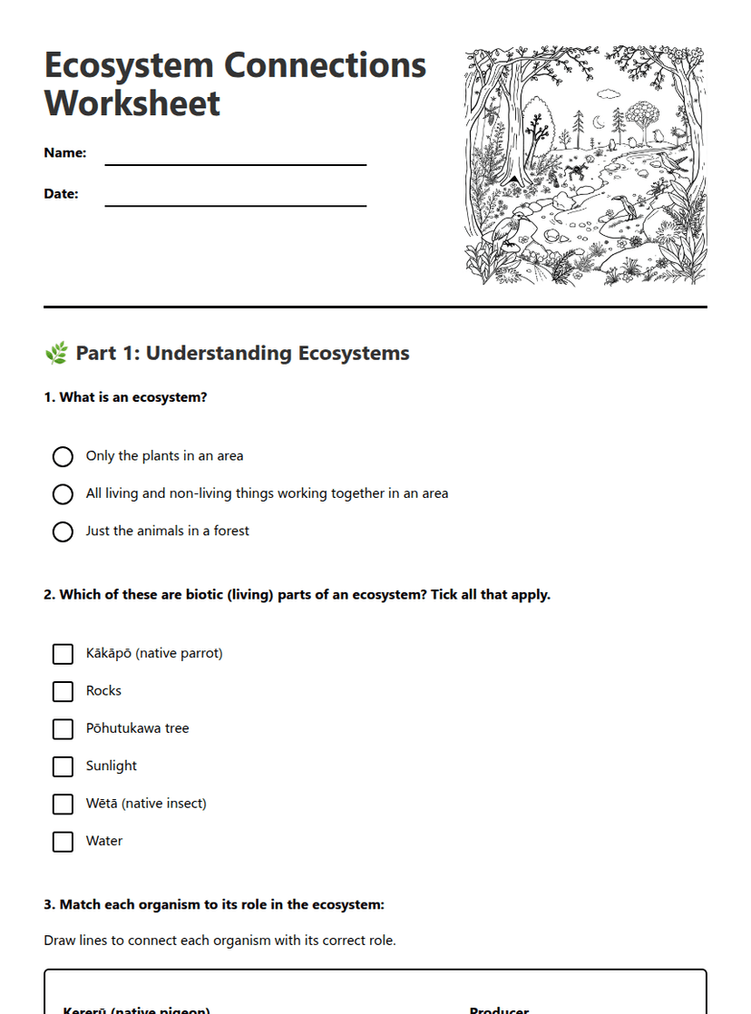Ecosystem Connections Worksheet