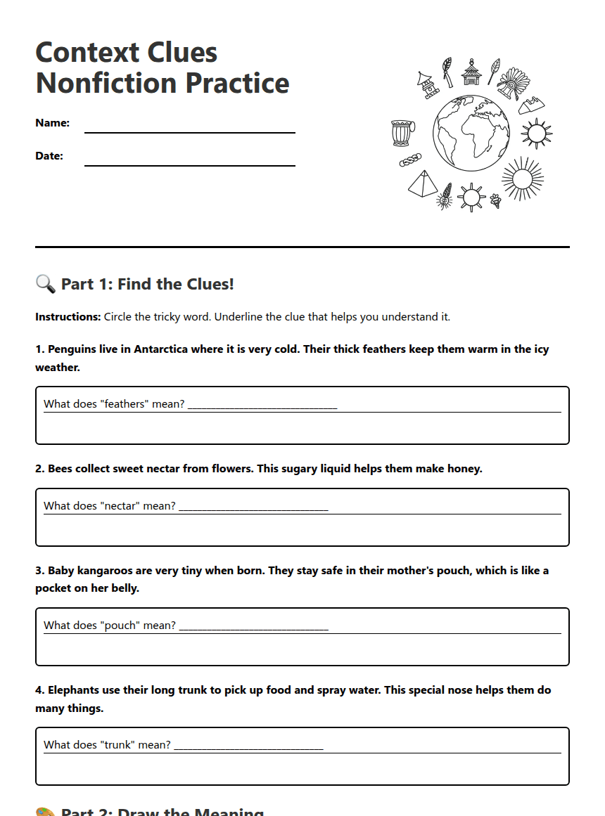 Context Clues Nonfiction Practice worksheet preview