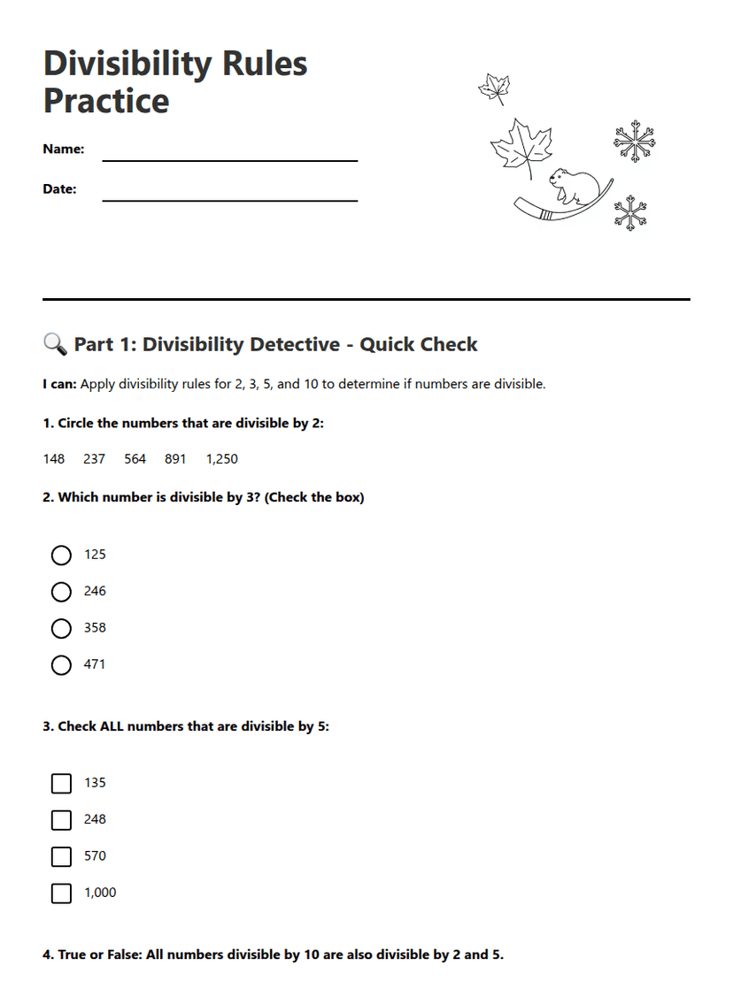 Divisibility Rules Practice