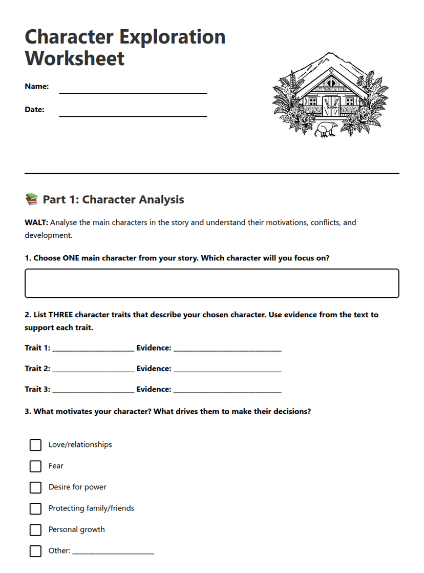 Character Exploration Worksheet