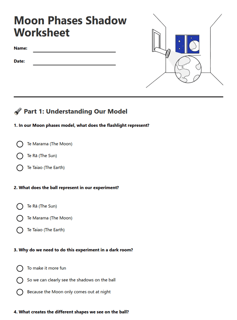 Moon Phases Shadow Worksheet