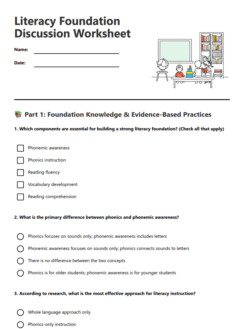 Literacy Foundation Discussion Worksheet